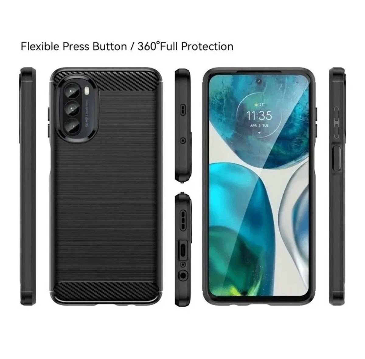 Protectores para celular  para Motorola  Moto G52 / G82 Funda de tpu fibra de carbono Negro